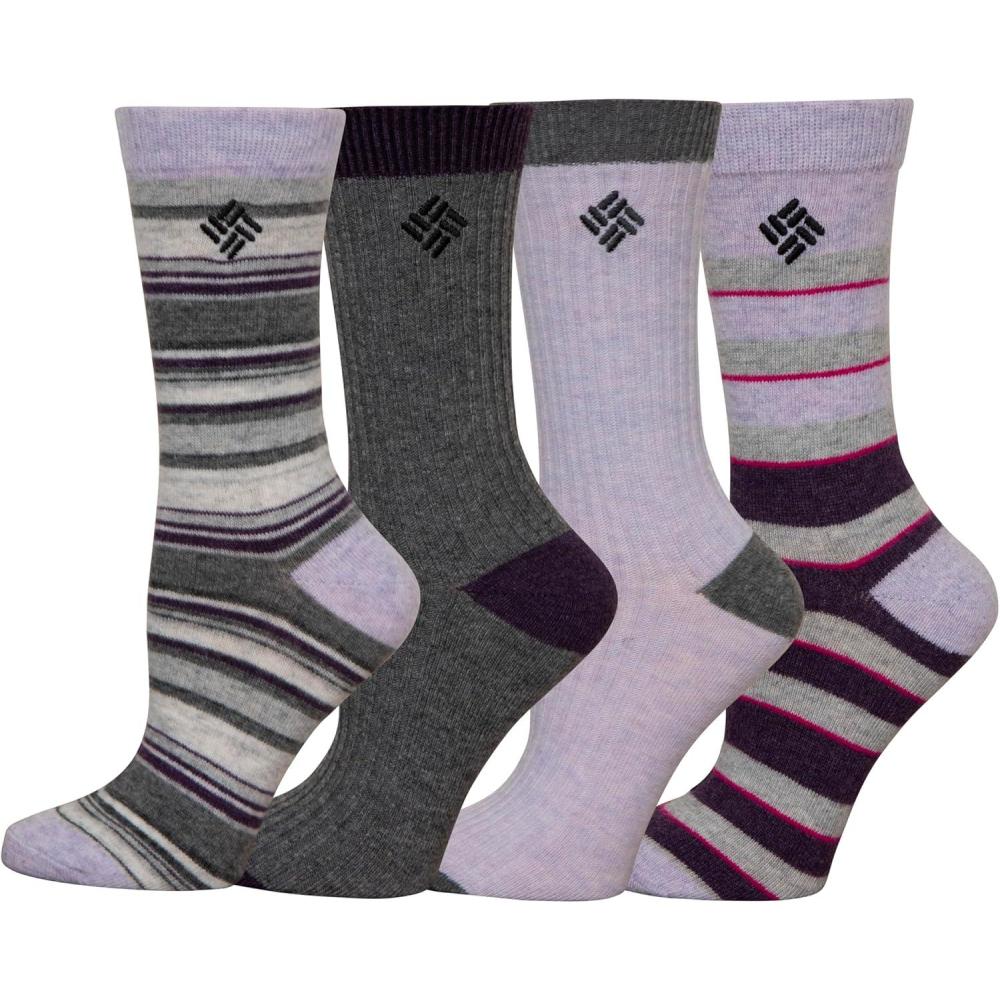 imageColumbia Womens Striped Crew Socks 4packPurple StripeGrey