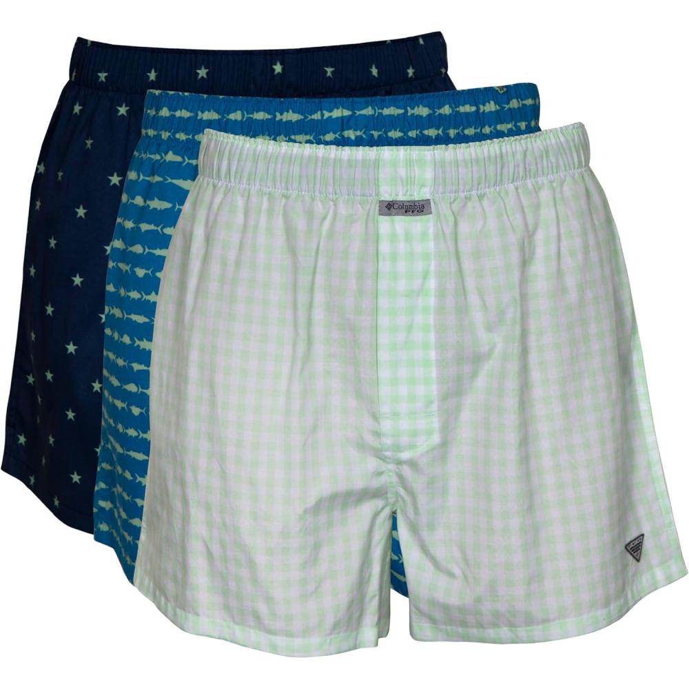 imageColumbia mens Pfg Woven Boxer Short 3 PackBlueNavyLt Green