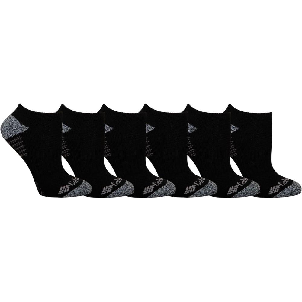 imageColumbia womens Cropped Crew Pique Footbed Socks 6pairBlackGrey Logo