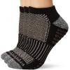 Columbia womens Cropped Crew Pique Footbed Socks, 6-pair(Black/Grey Logo)