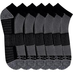 Columbia Men’s Athletic Cushioned Arch Support No Show Socks Multipack(Black/Grey (6 Pairs))