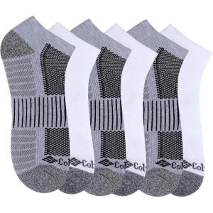 Columbia Men’s Athletic Cushioned Arch Support No Show Socks Multipack(Grey/White (6 Pairs))