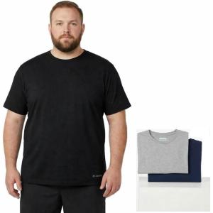 Columbia Men’s Big & Tall Cotton Stretch Crew Neck Tee(Black/Lite Heather Grey/Navy)