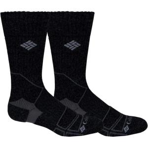 Columbia Men’s Medium Weight Hiking Crew Socks (2-Pack)(Charcoal)