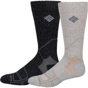 Columbia Men’s Medium Weight Hiking Crew Socks (2-Pack)(Khaki/Charcoal)