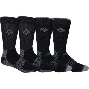 Columbia Men’s Moisture Control Crew Socks Multipack(Black (4 Pairs))