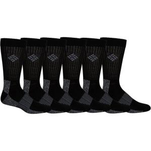 Columbia Men’s Moisture Control Crew Socks Multipack(Black (6 Pairs))