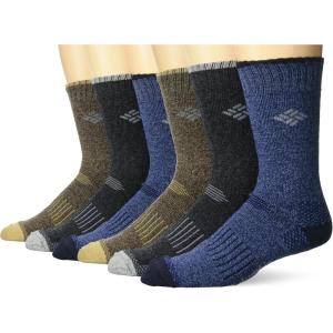Columbia Men’s Moisture Control Crew Socks Multipack(Khaki/Navy/Brown/Black (6 Pairs))