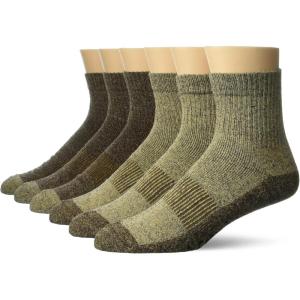 Columbia Men’s Moisture Control Quarter Crew Socks 6-Pack(Khaki/Brown (6 Pairs))