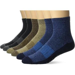 Columbia Men’s Moisture Control Quarter Crew Socks 6-Pack(Khaki/Navy/Brown/Black (6 Pairs))