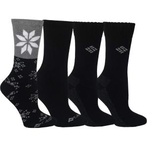 Columbia Women’s Moisture Control Crew Socks (4-Pack)(Black/Black)
