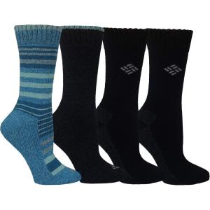 Columbia Women’s Moisture Control Crew Socks (4-Pack)(Fjord Blue/Black)