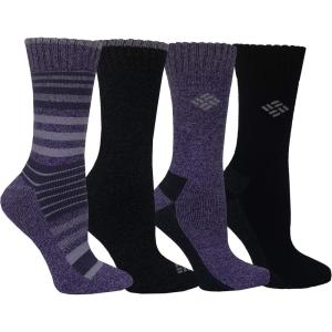 Columbia Women’s Moisture Control Crew Socks (4-Pack)(Plum/Black)