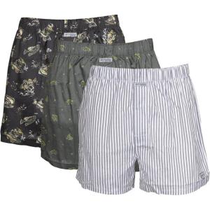 Columbia mens Pfg Woven Boxer Short 3 Pack(Shark Freshfish Print/Cypress Trout Print/Grey Stripe)