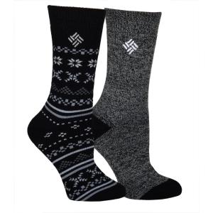 Columbia womens 2 Pack Fleece Lined Thermal Crew Socks(Black)