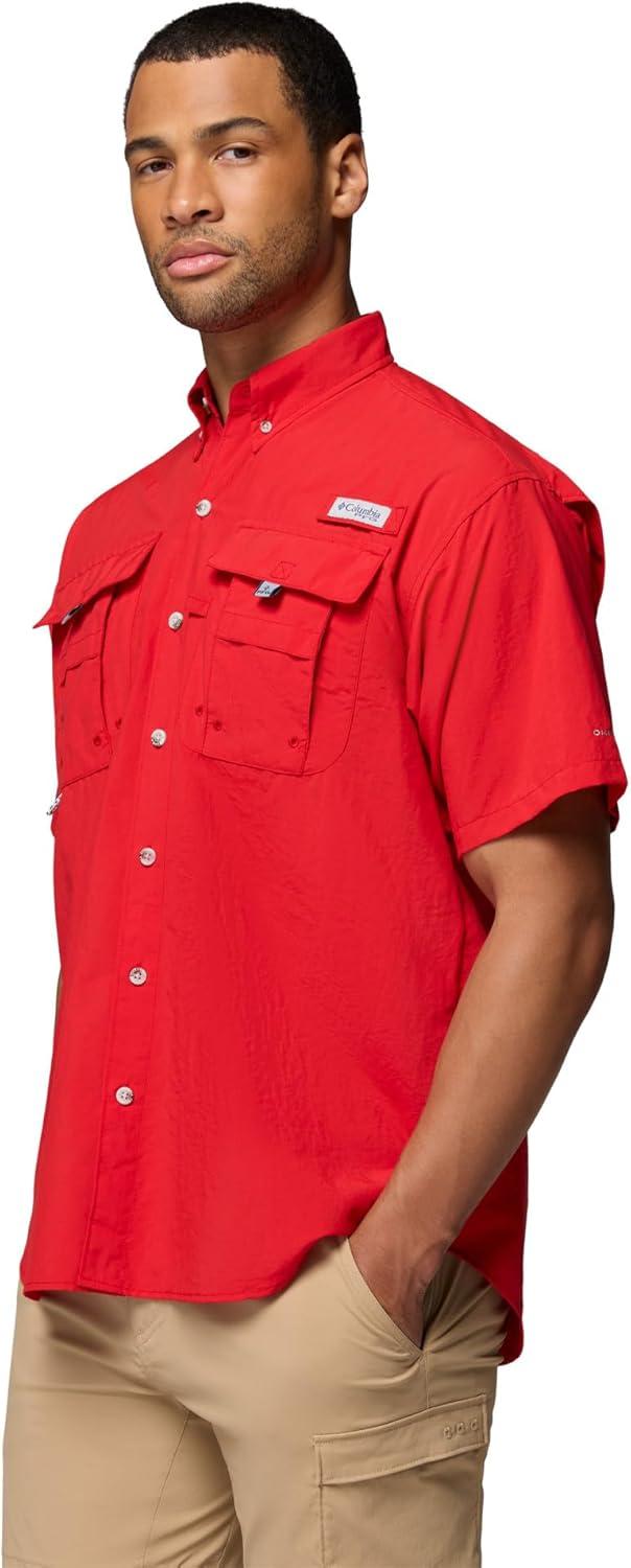 imageColumbia Mens PFG Bahama II Short Sleeve Fishing ShirtRed Spark