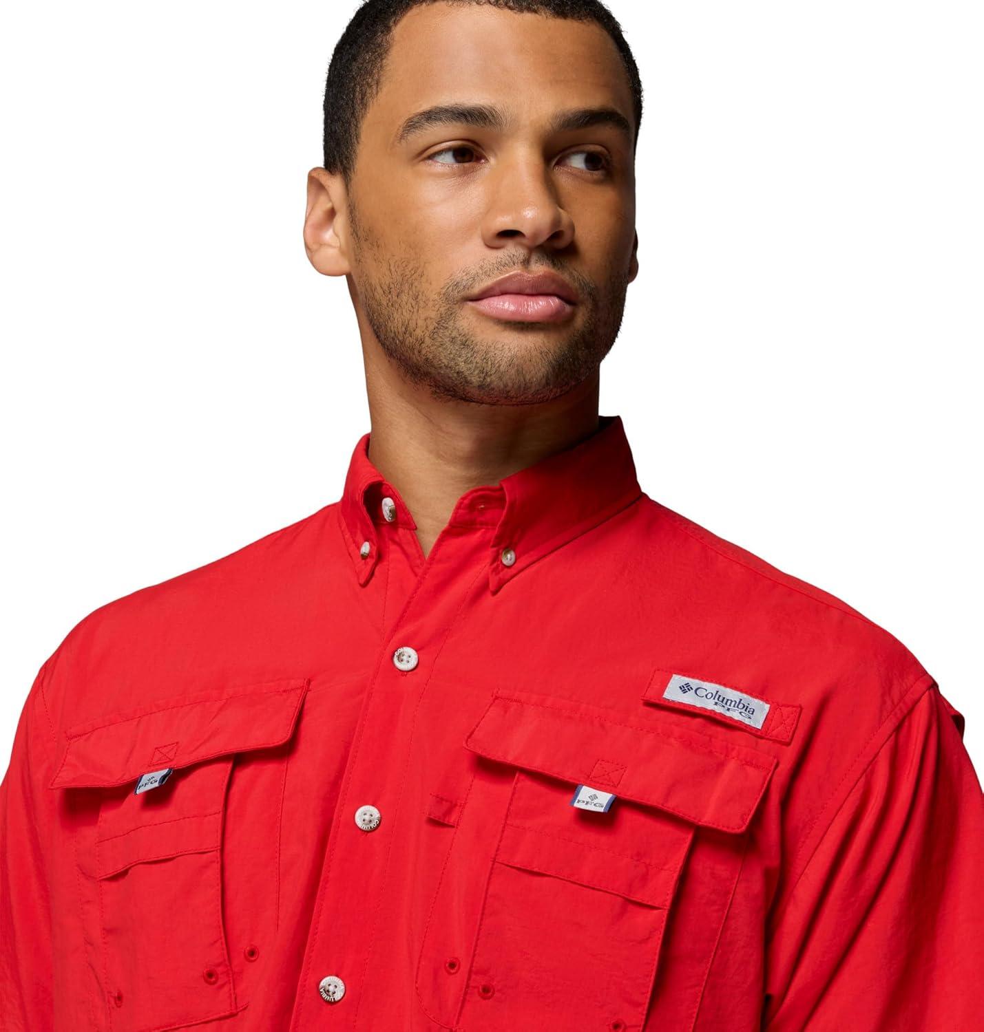 imageColumbia Mens PFG Bahama II Short Sleeve Fishing ShirtRed Spark