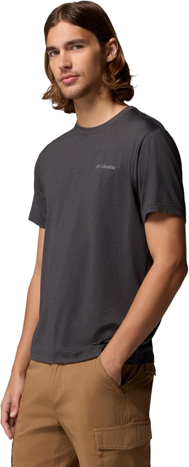 imageColumbia Mens Parsons Point Short Sleeve Back Graphic TeeBlack HeatherAthletic Gem Badge