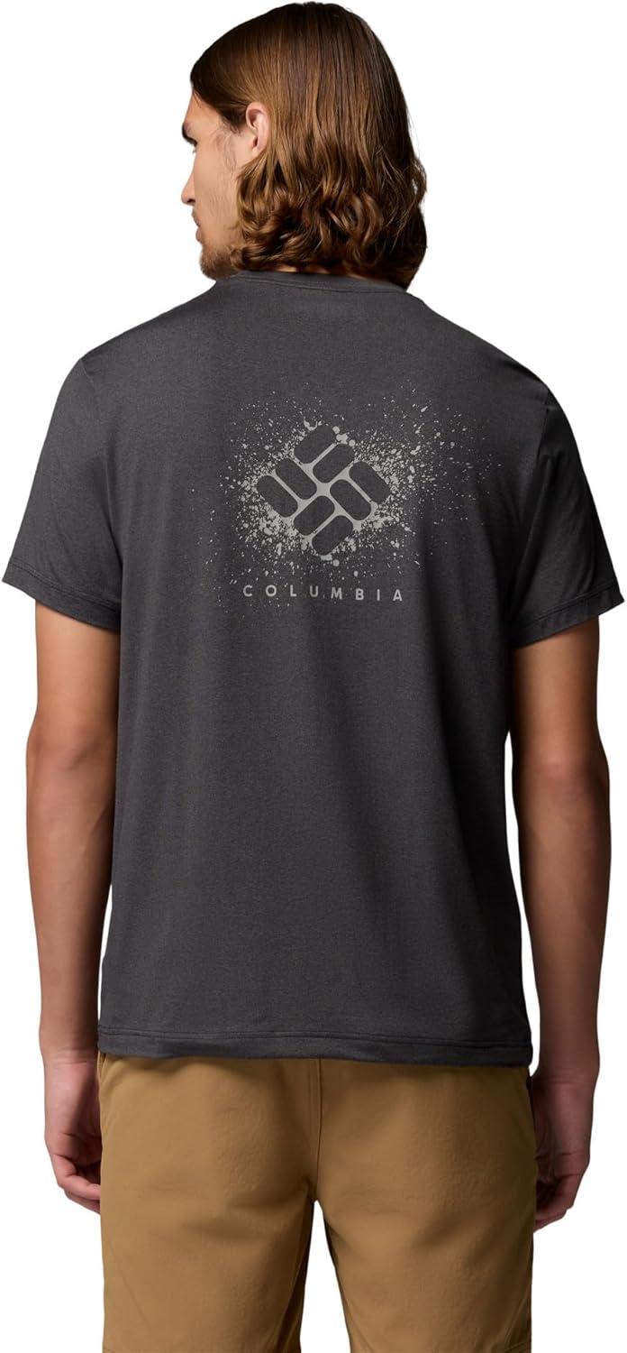 imageColumbia Mens Parsons Point Short Sleeve Back Graphic TeeBlack HeatherSplatter Gem