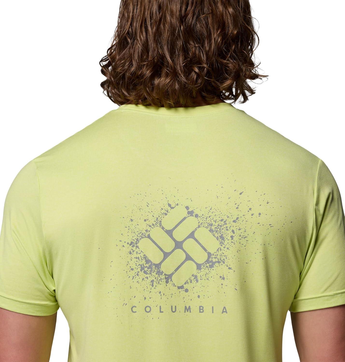 imageColumbia Mens Parsons Point Short Sleeve Back Graphic TeeCitron Haze HeatherSplatter Gem