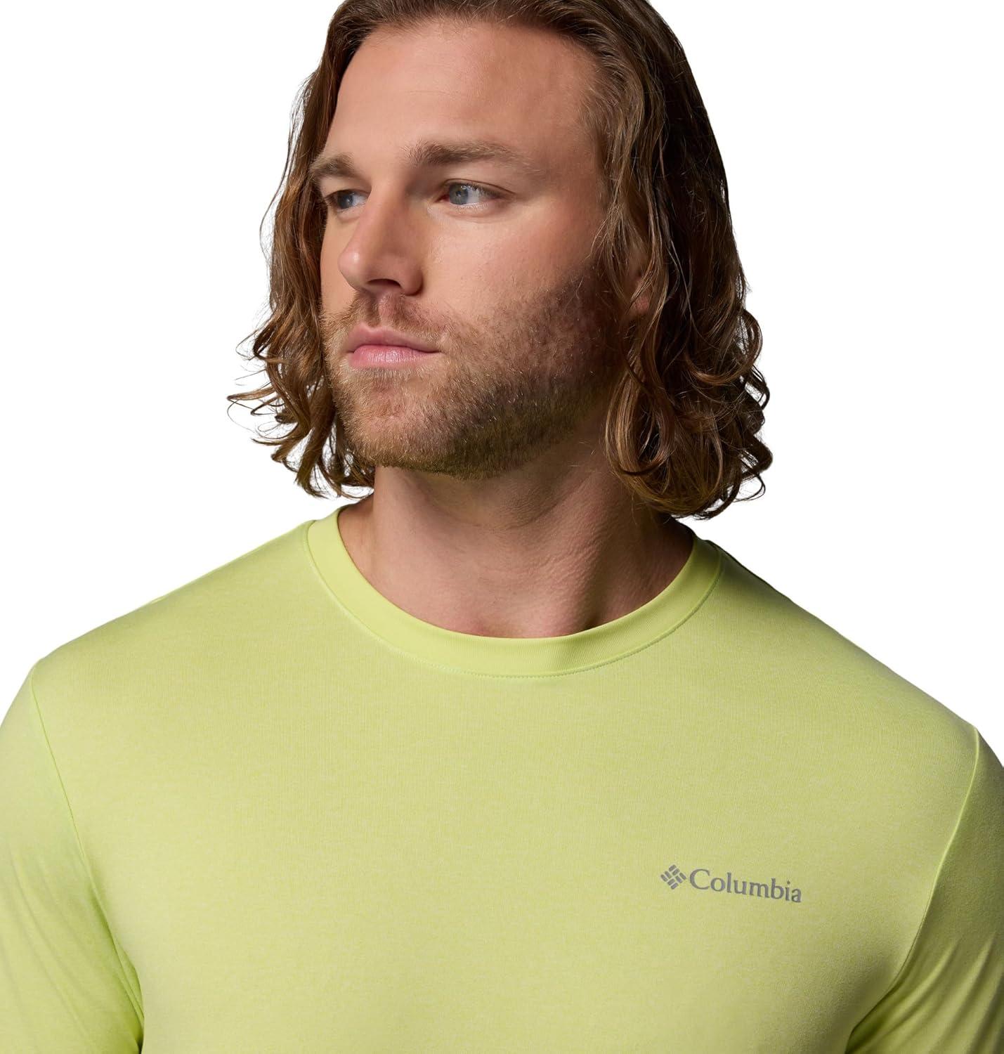 imageColumbia Mens Parsons Point Short Sleeve Back Graphic TeeCitron Haze HeatherSplatter Gem