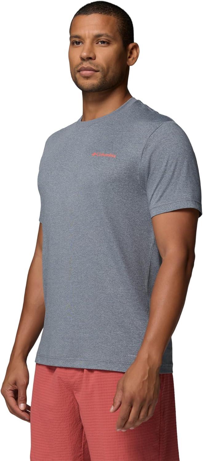 imageColumbia Mens Parsons Point Short Sleeve Back Graphic TeeCity Grey HeatherLinear Peaks