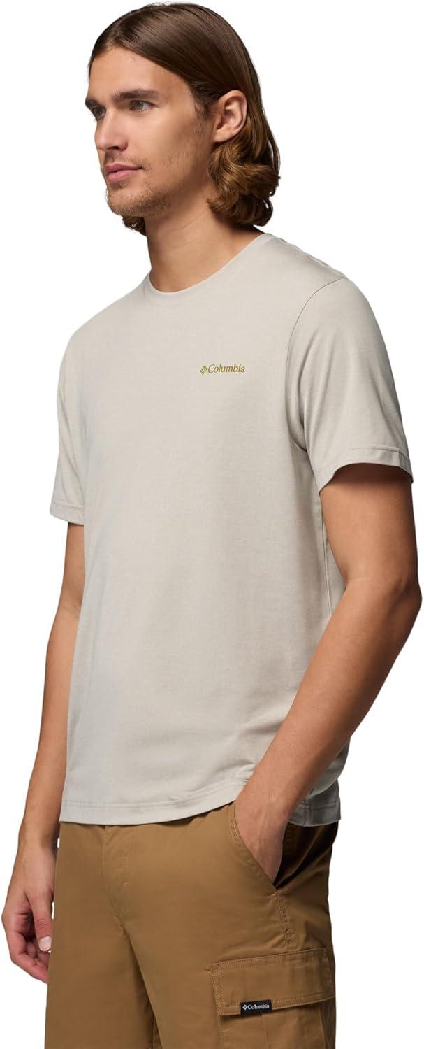 imageColumbia Mens Parsons Point Short Sleeve Back Graphic TeeDark Stone HeatherLinear Peaks