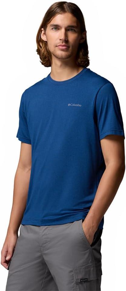 imageColumbia Mens Parsons Point Short Sleeve Back Graphic TeeMountain Blue HeatherAthletic Gem Badg