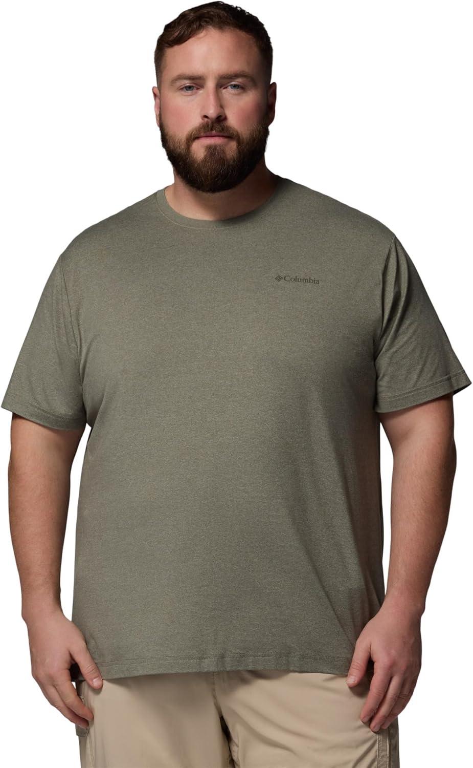imageColumbia Mens Parsons Point Short Sleeve Back Graphic TeeStone Green HeatherAthletic Gem Badge