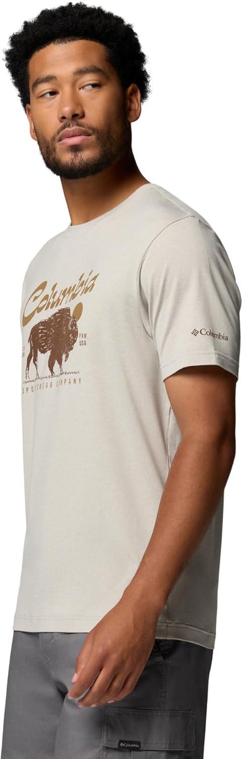 imageColumbia Mens Parsons Point Short Sleeve Graphic TeeDark Stone HeatherRetro Roamer