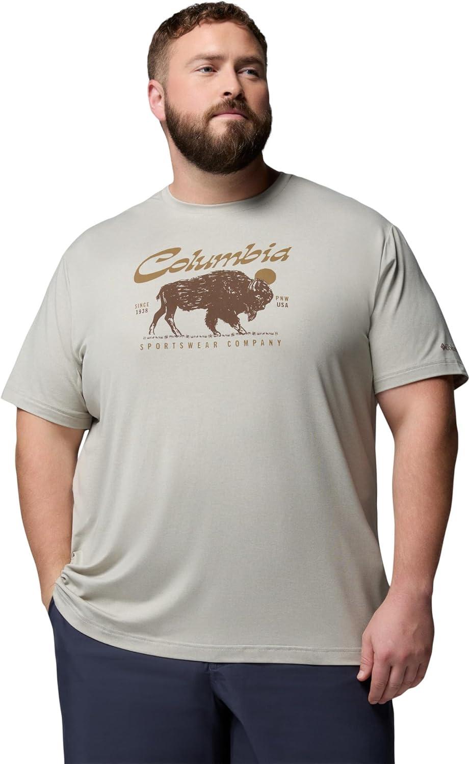 imageColumbia Mens Parsons Point Short Sleeve Graphic TeeDark Stone HeatherRetro Roamer