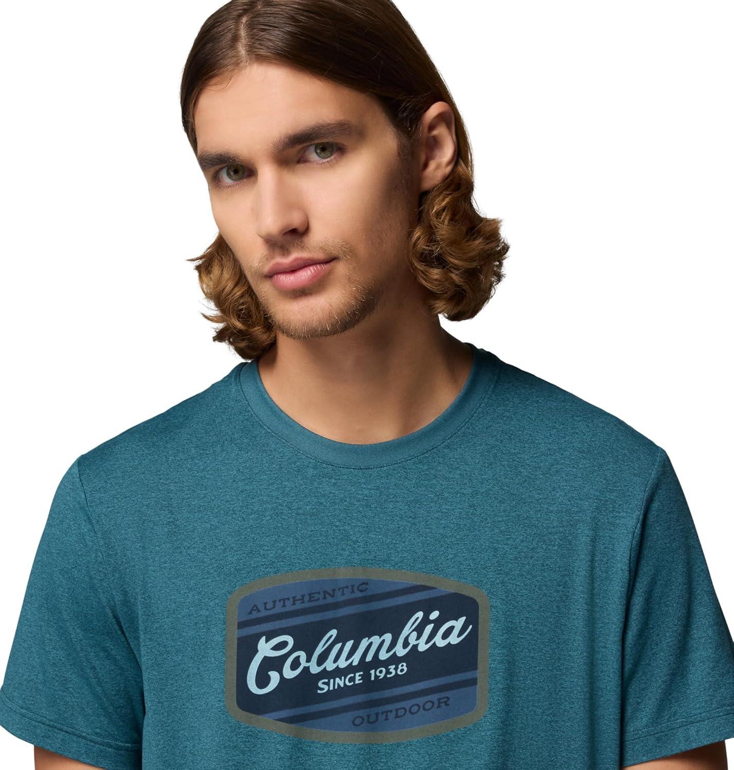 imageColumbia Mens Parsons Point Short Sleeve Graphic TeeEverblue HeatherBadge Label