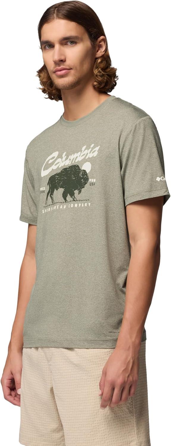 imageColumbia Mens Parsons Point Short Sleeve Graphic TeeStone Green HeatherRetro Roamer