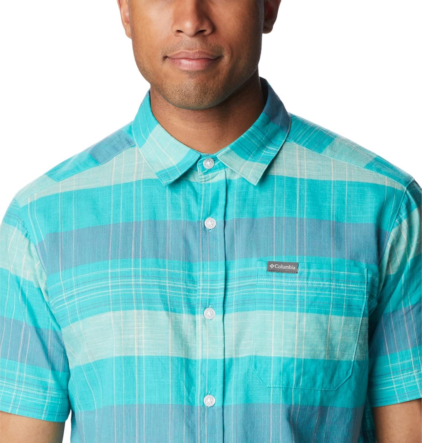 imageColumbia Mens Rapid Rivers Novelty Short SleeveBright Aqua Scattered Stripe