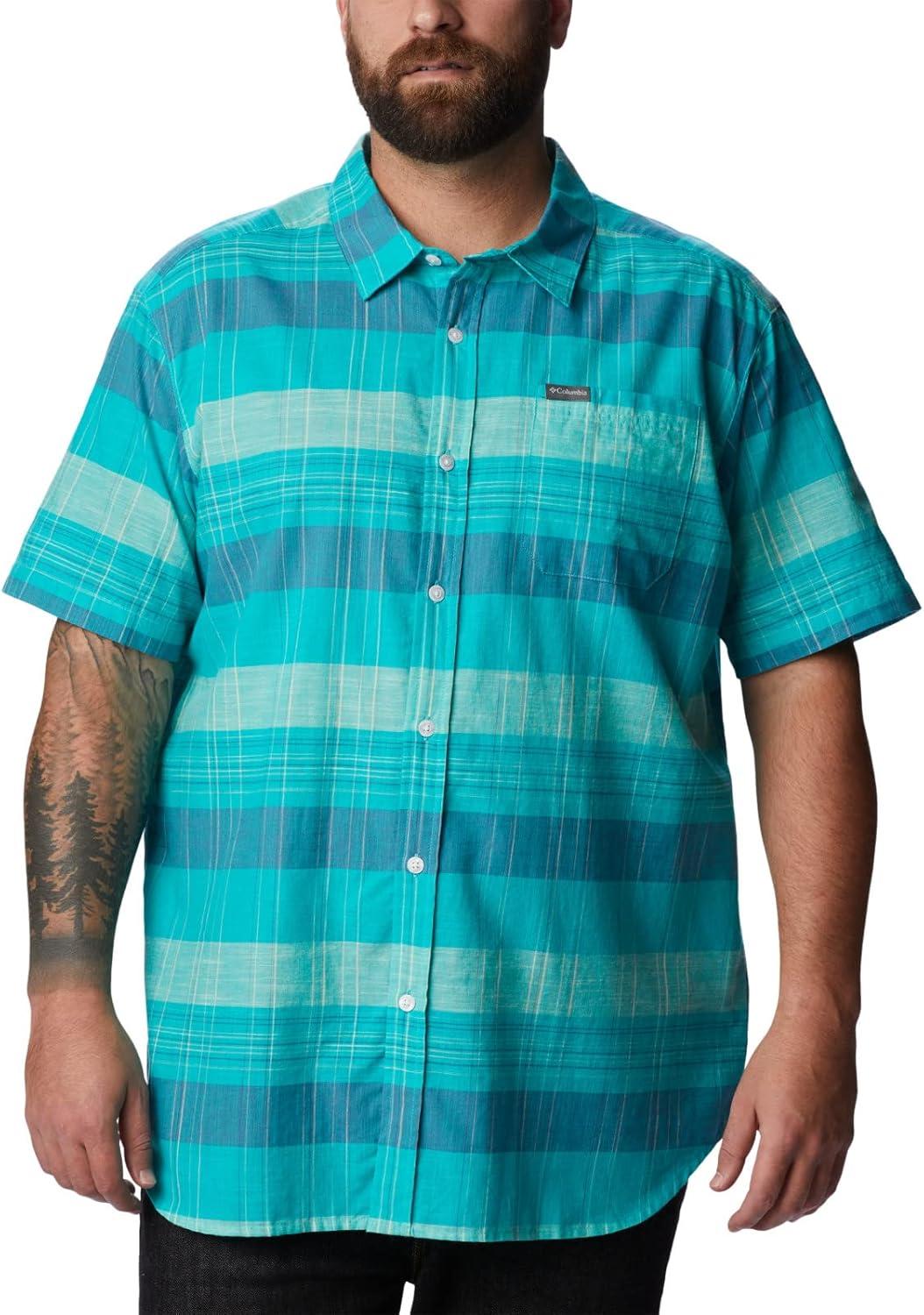 imageColumbia Mens Rapid Rivers Novelty Short SleeveBright Aqua Scattered Stripe