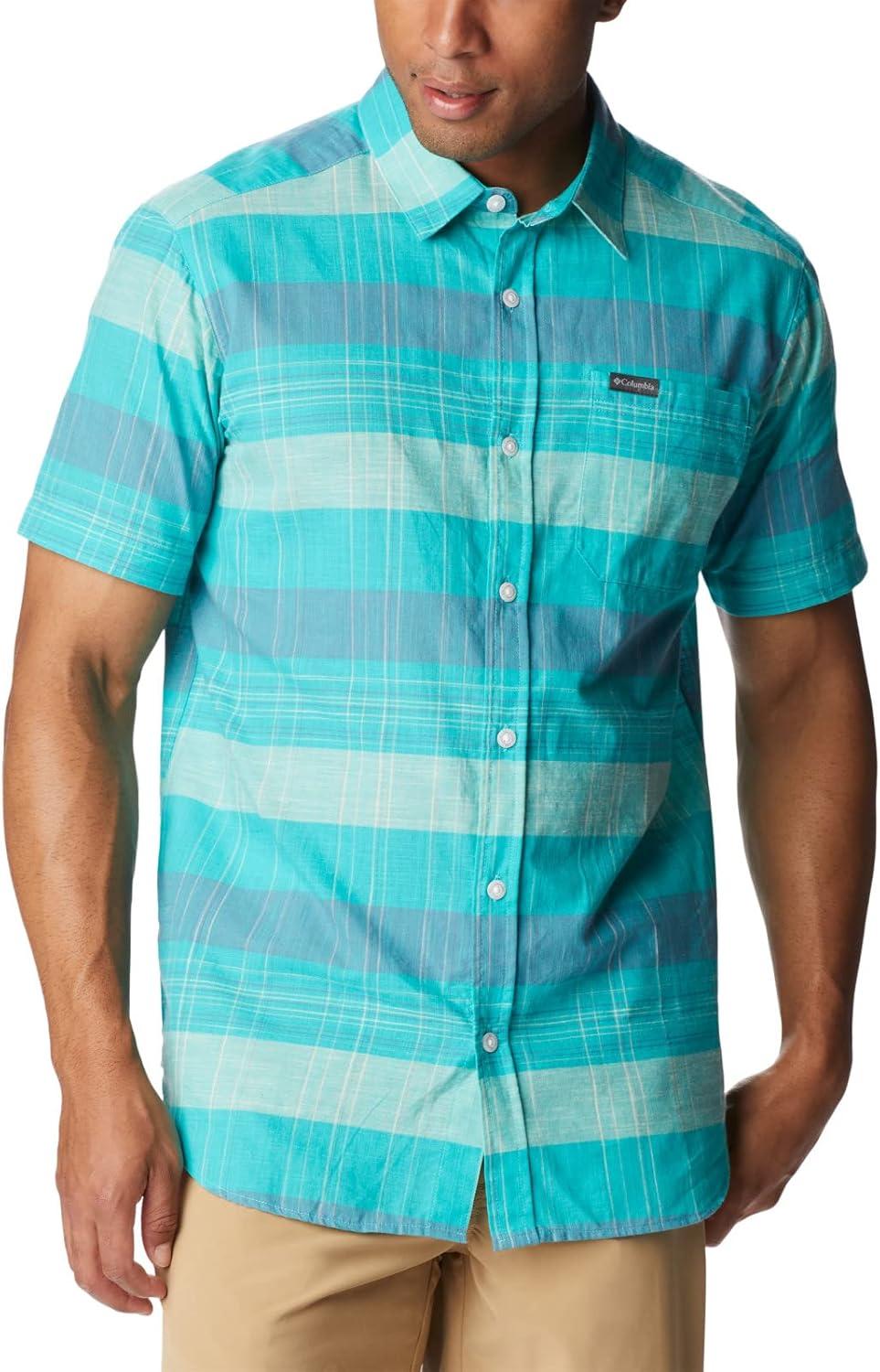 imageColumbia Mens Rapid Rivers Novelty Short SleeveBright Aqua Scattered Stripe