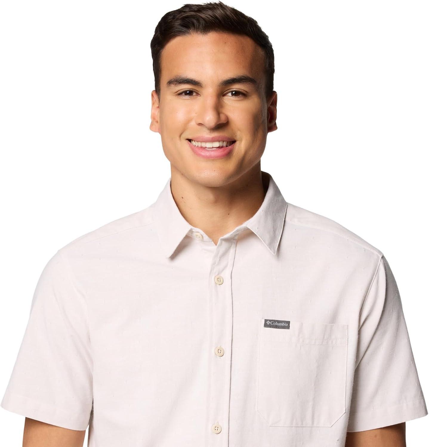 imageColumbia Mens Rapid Rivers Novelty Short SleeveDark Stone Diamond Dobby Chambray