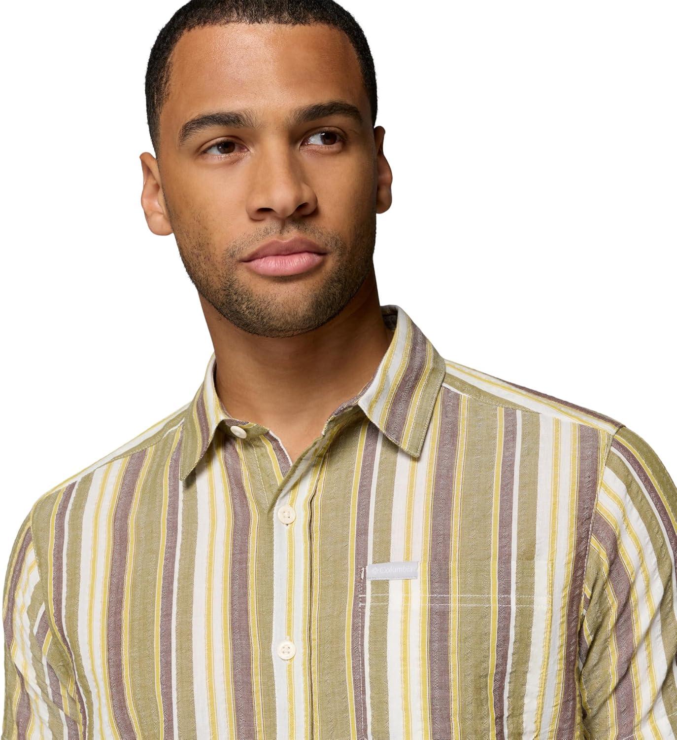 imageColumbia Mens Rapid Rivers Novelty Short SleeveMossy GreenIsle Stripe