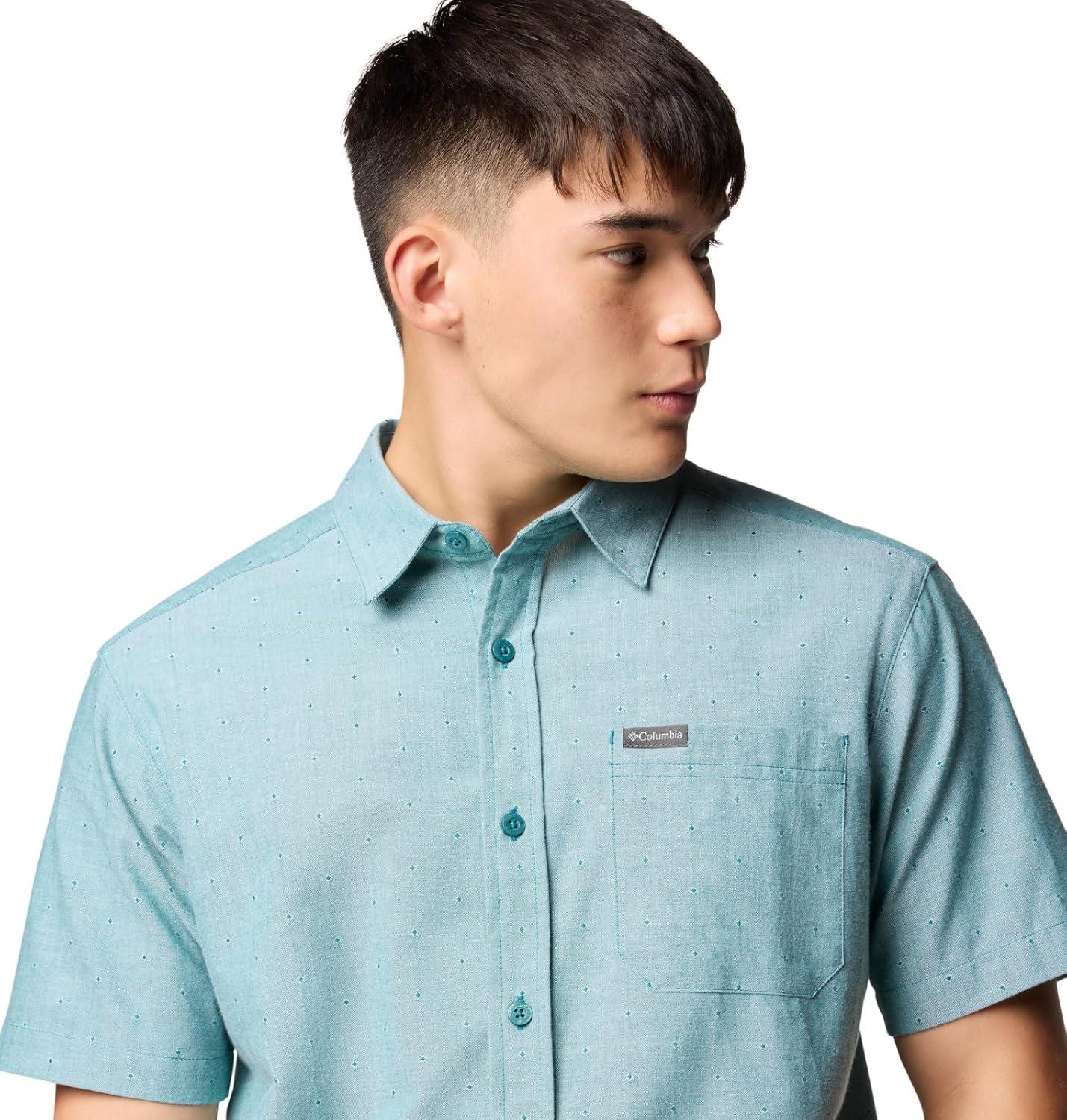 imageColumbia Mens Rapid Rivers Novelty Short SleeveRiver Blue Diamond Dobby Chambray