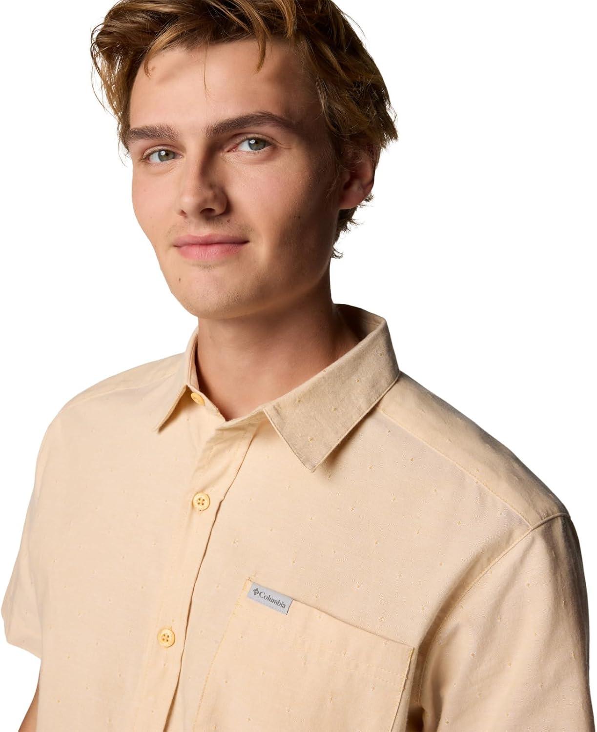 imageColumbia Mens Rapid Rivers Novelty Short SleeveSand Dune Diamond Dobby Chambray