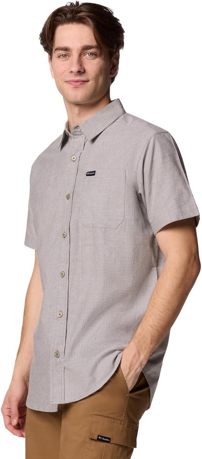 imageColumbia Mens Rapid Rivers Novelty Short SleeveStone Green Diamond Dobby Chambray