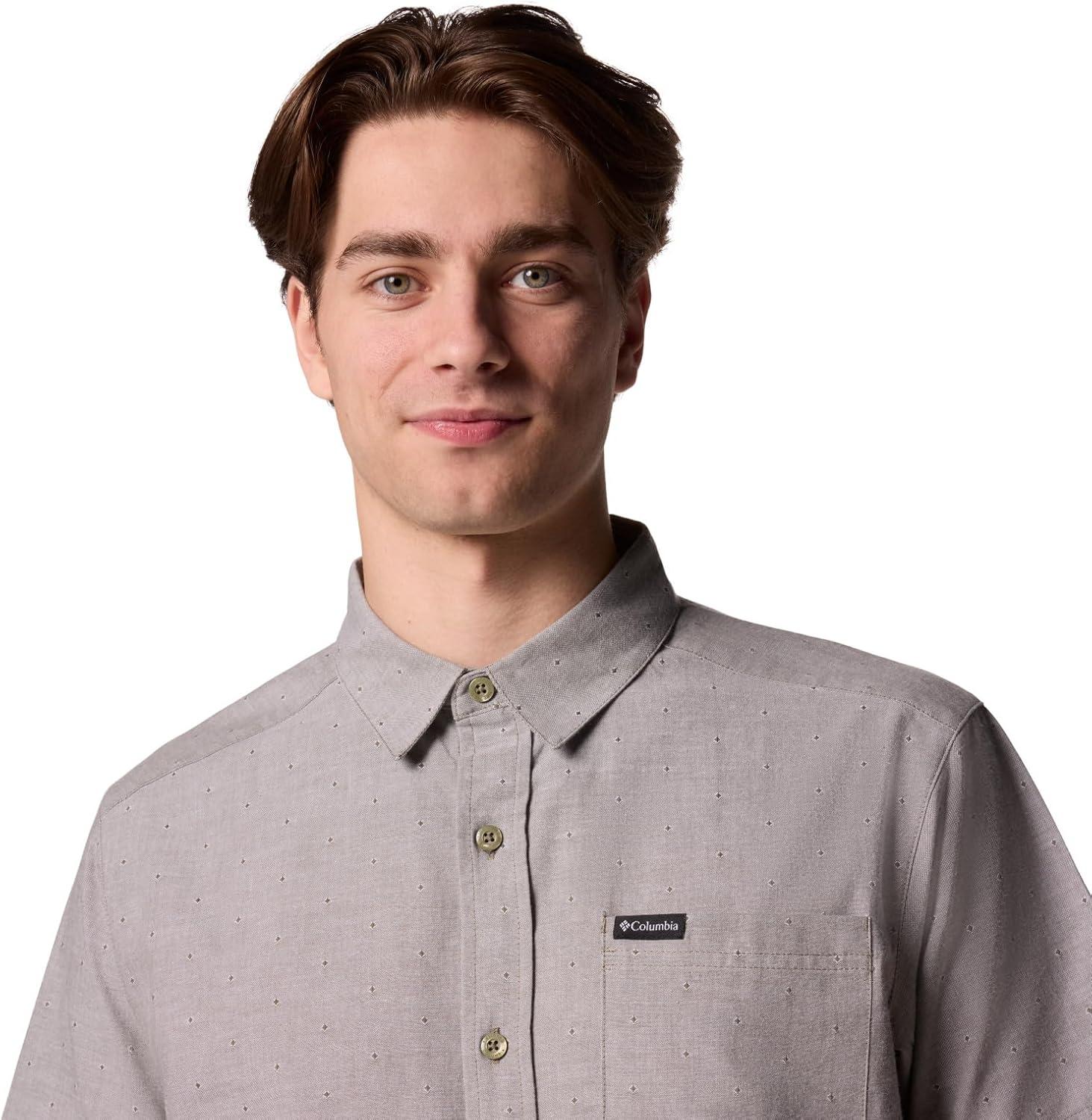 imageColumbia Mens Rapid Rivers Novelty Short SleeveStone Green Diamond Dobby Chambray