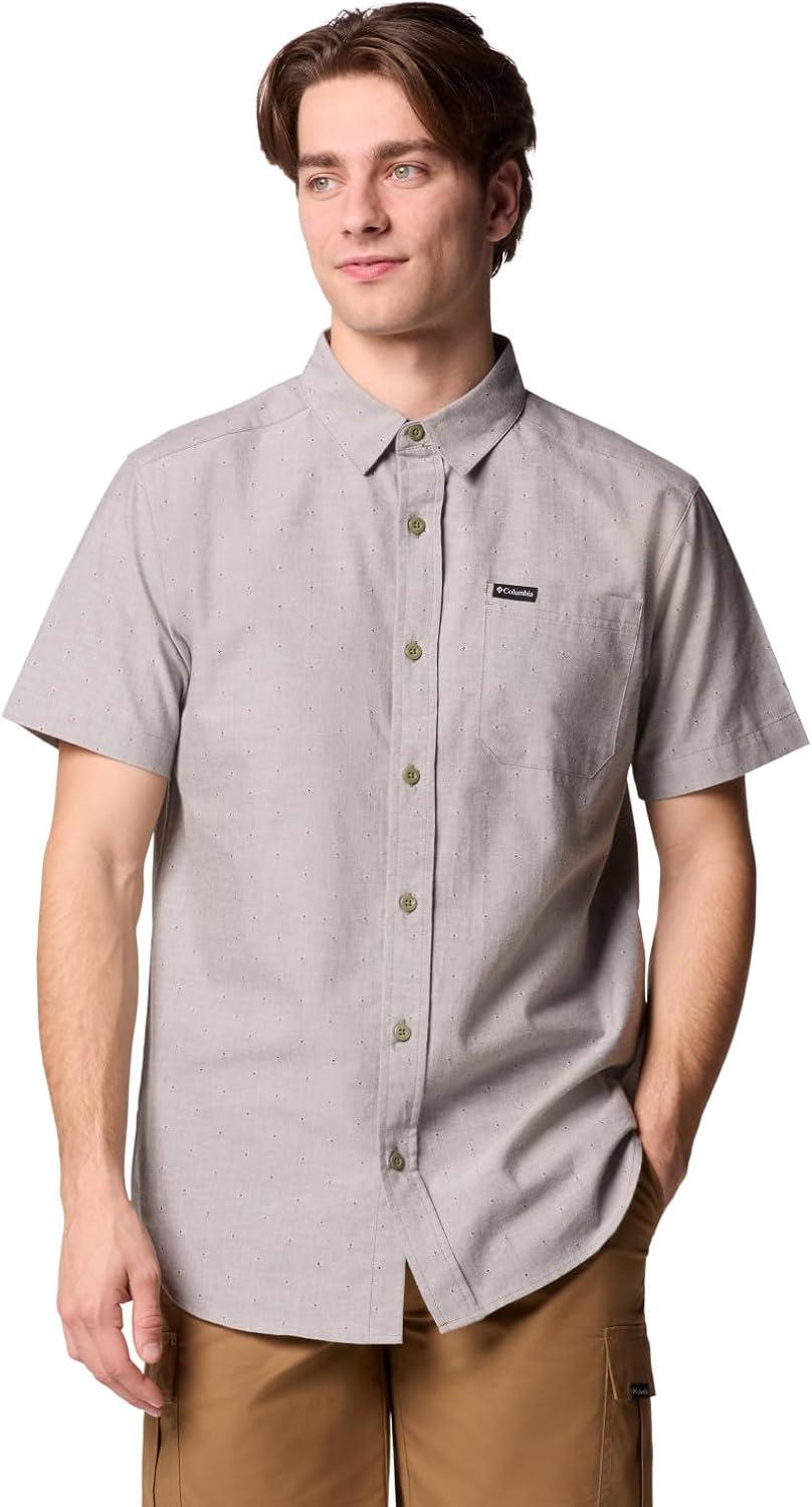 imageColumbia Mens Rapid Rivers Novelty Short SleeveStone Green Diamond Dobby Chambray