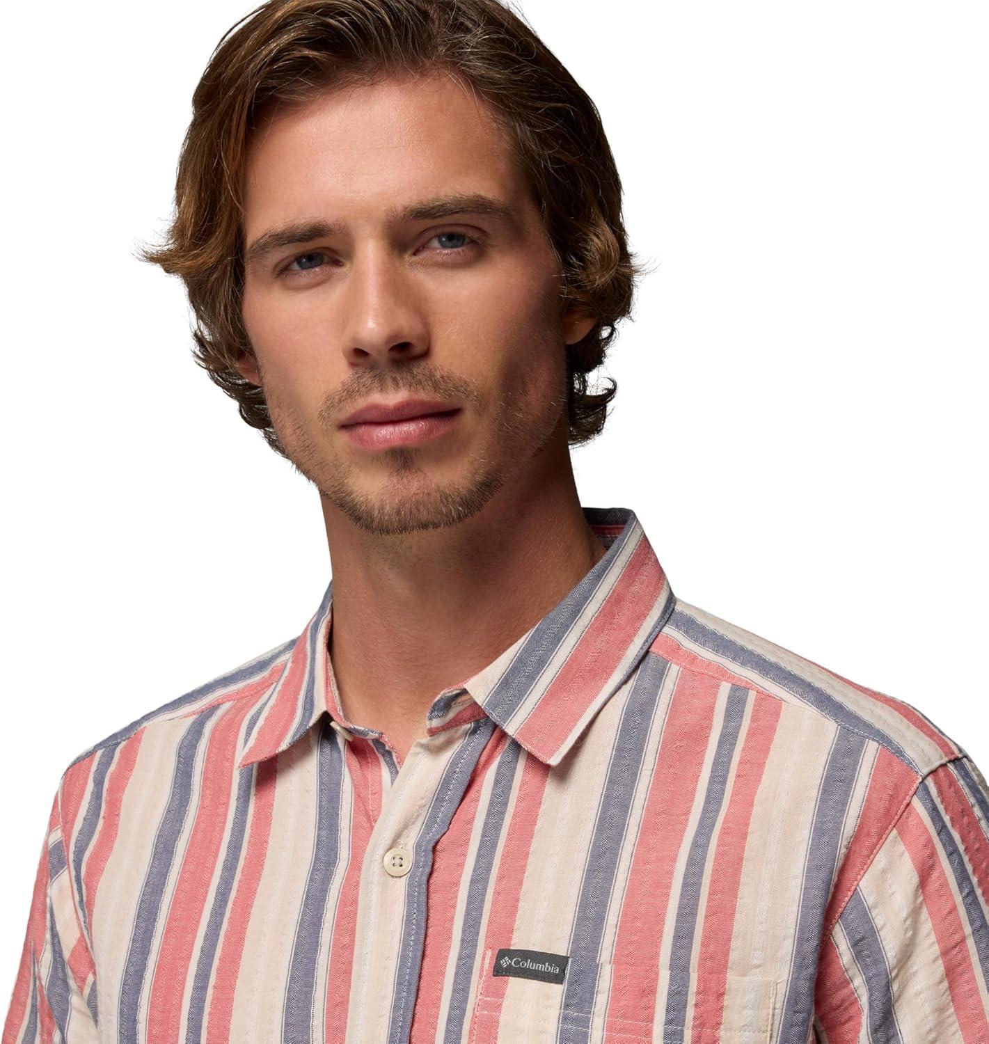imageColumbia Mens Rapid Rivers Novelty Short SleeveWashed RedIsle Stripe