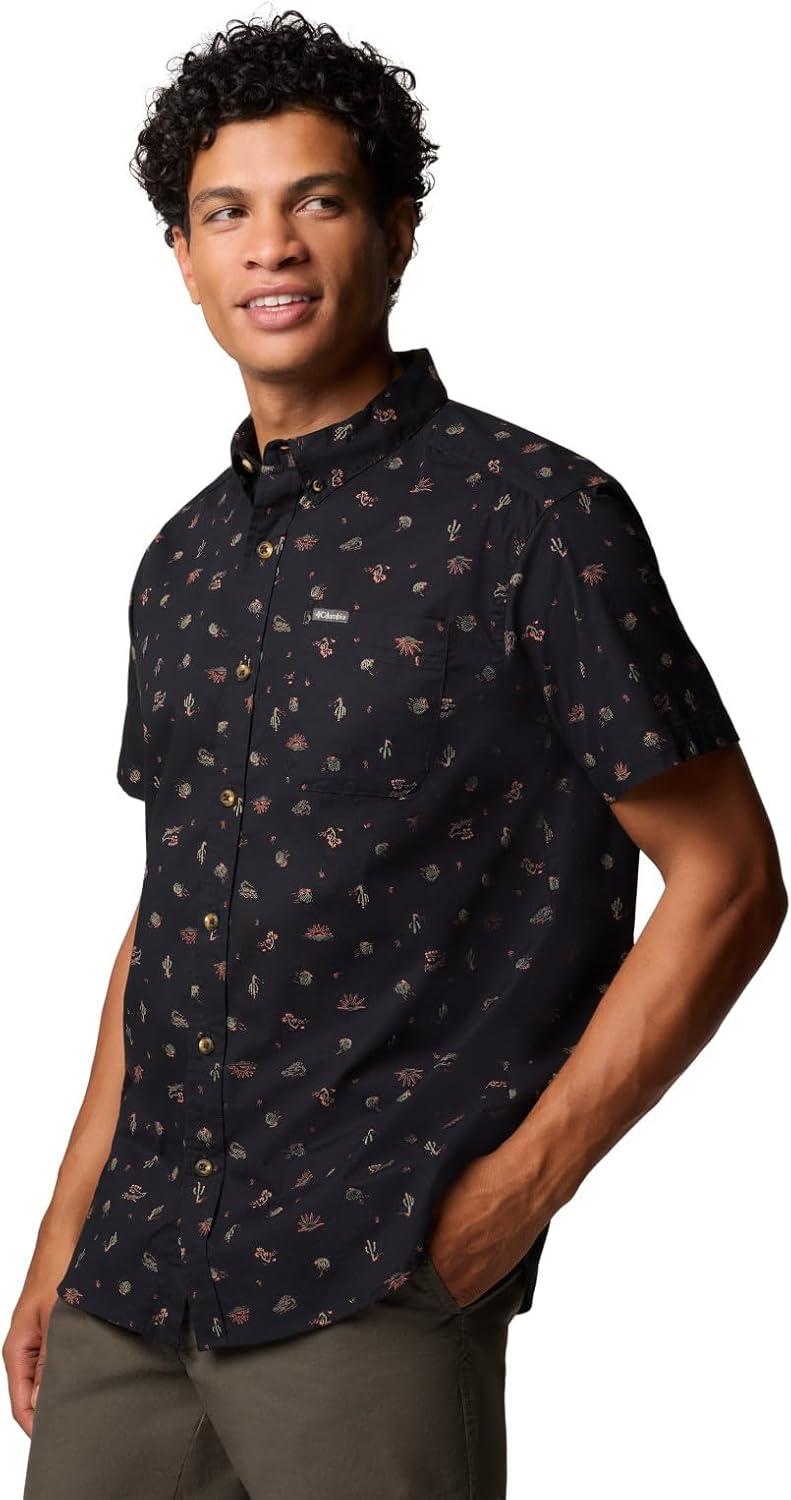 imageColumbia Mens Rapid Rivers Printed Short Sleeve Shirt Comfort StretchBlack Deserted