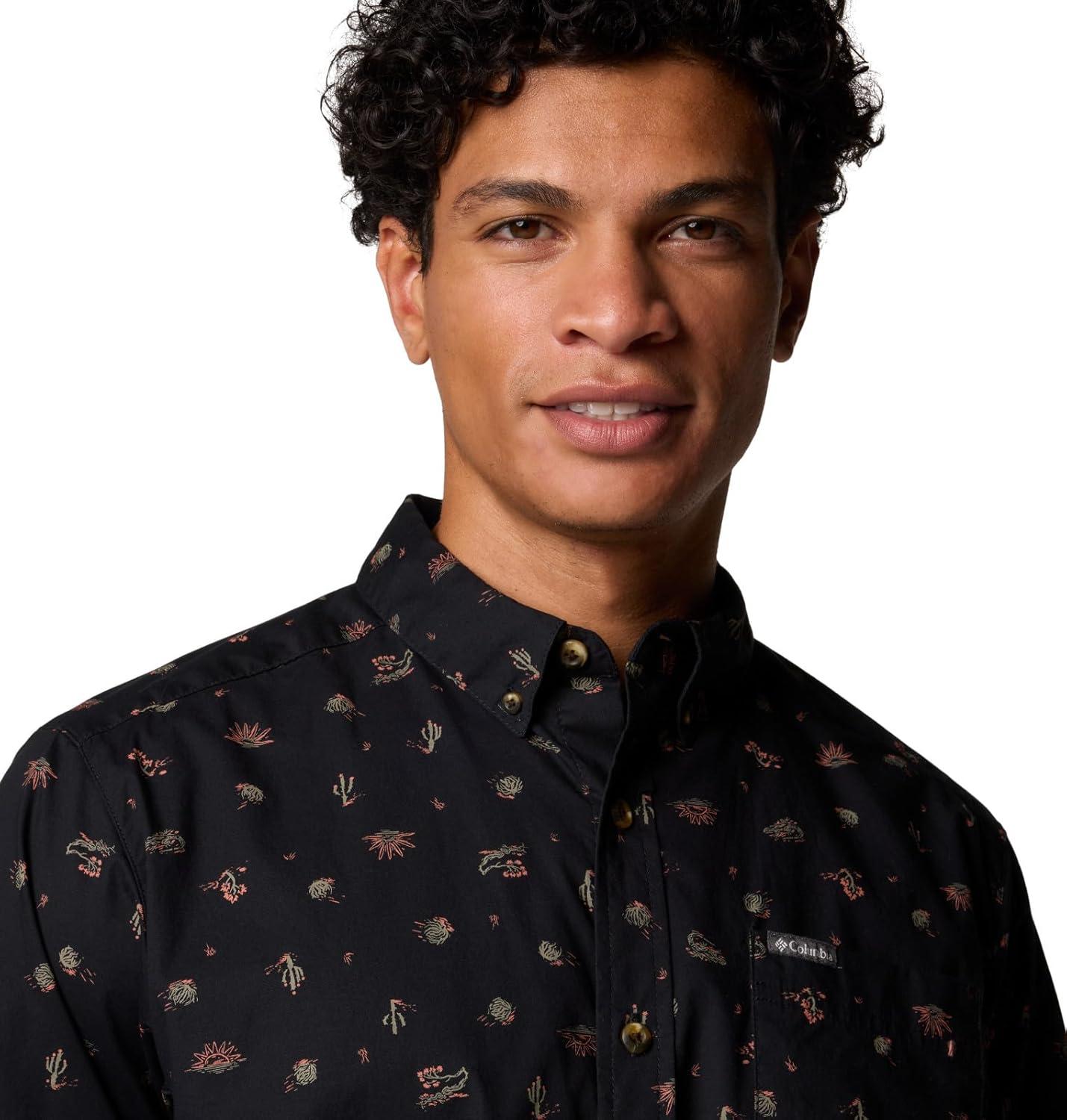 imageColumbia Mens Rapid Rivers Printed Short Sleeve Shirt Comfort StretchBlack Deserted