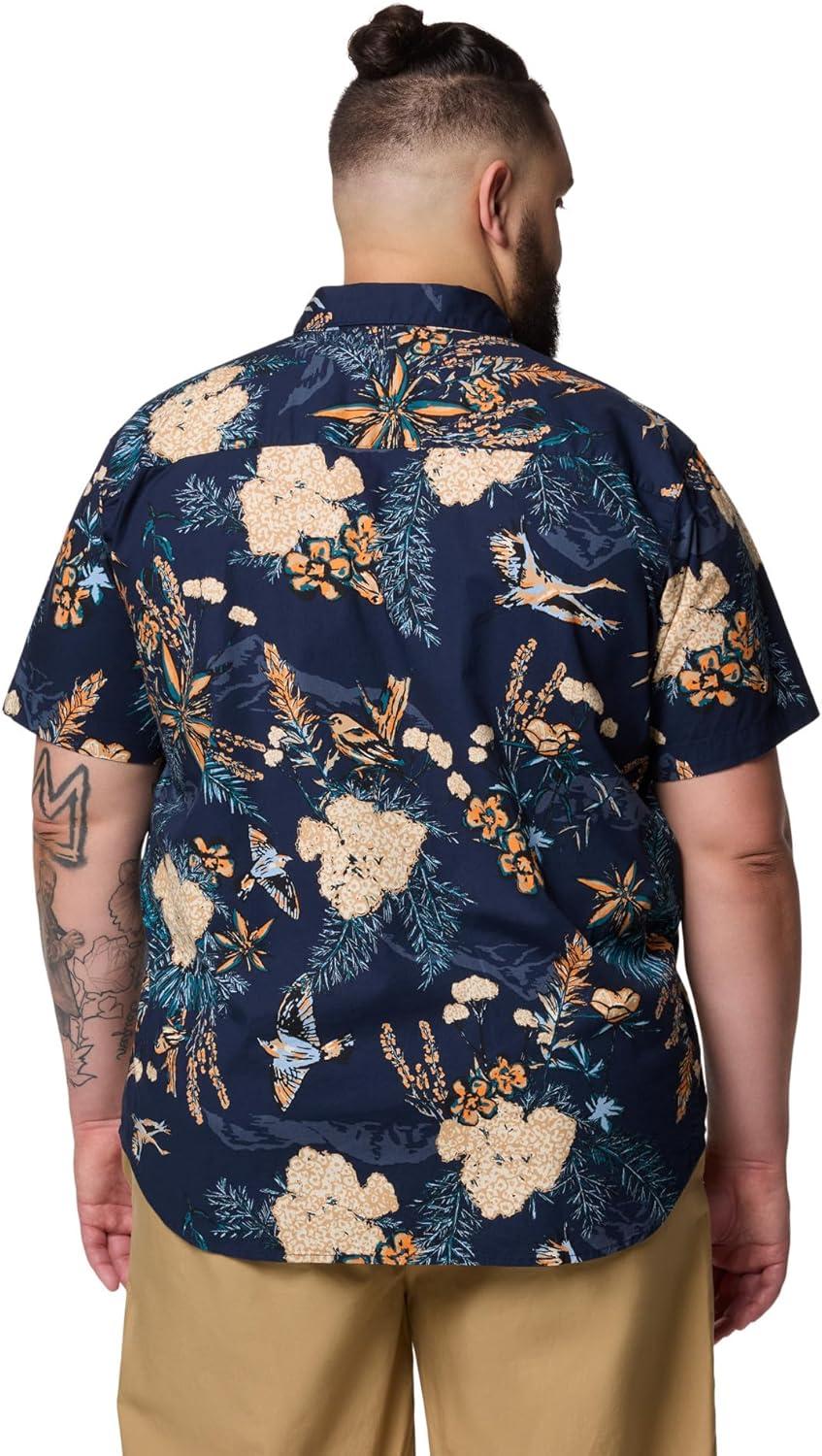 imageColumbia Mens Rapid Rivers Printed Short Sleeve Shirt Comfort StretchCollegiate Navy Outbacked