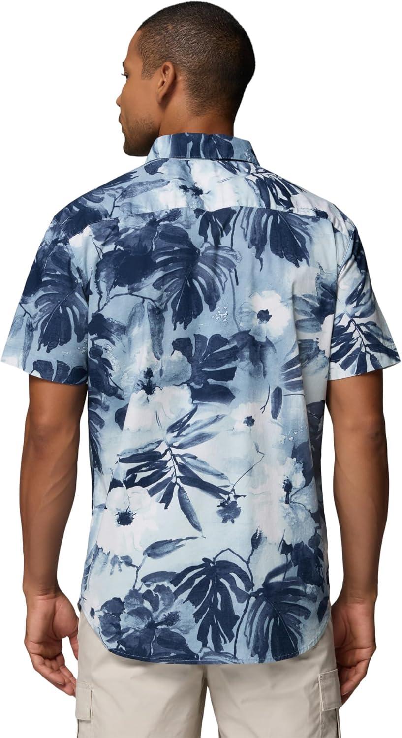 imageColumbia Mens Rapid Rivers Printed Short Sleeve Shirt Comfort StretchCollegiate NavyFlowerblur