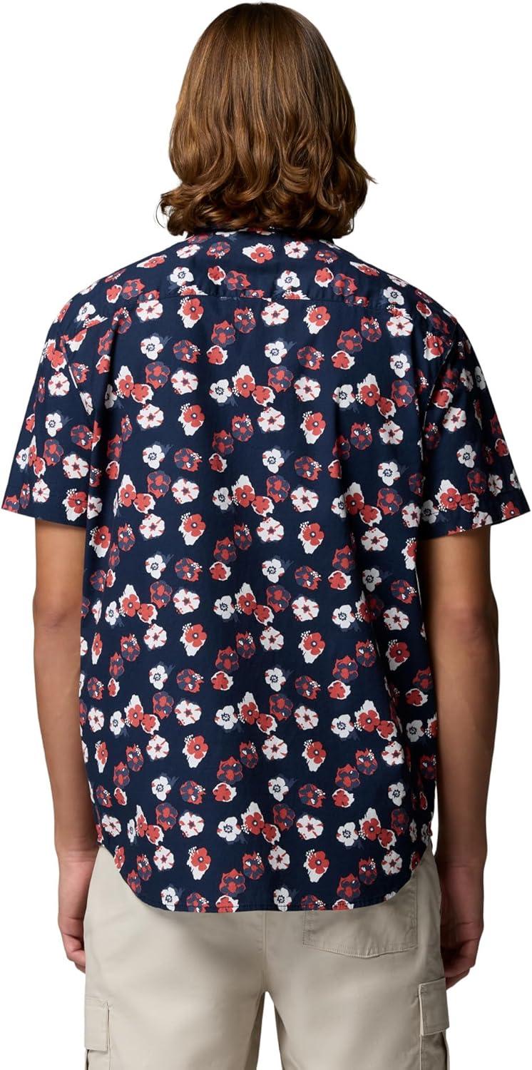 imageColumbia Mens Rapid Rivers Printed Short Sleeve Shirt Comfort StretchCollegiate NavyFloweret