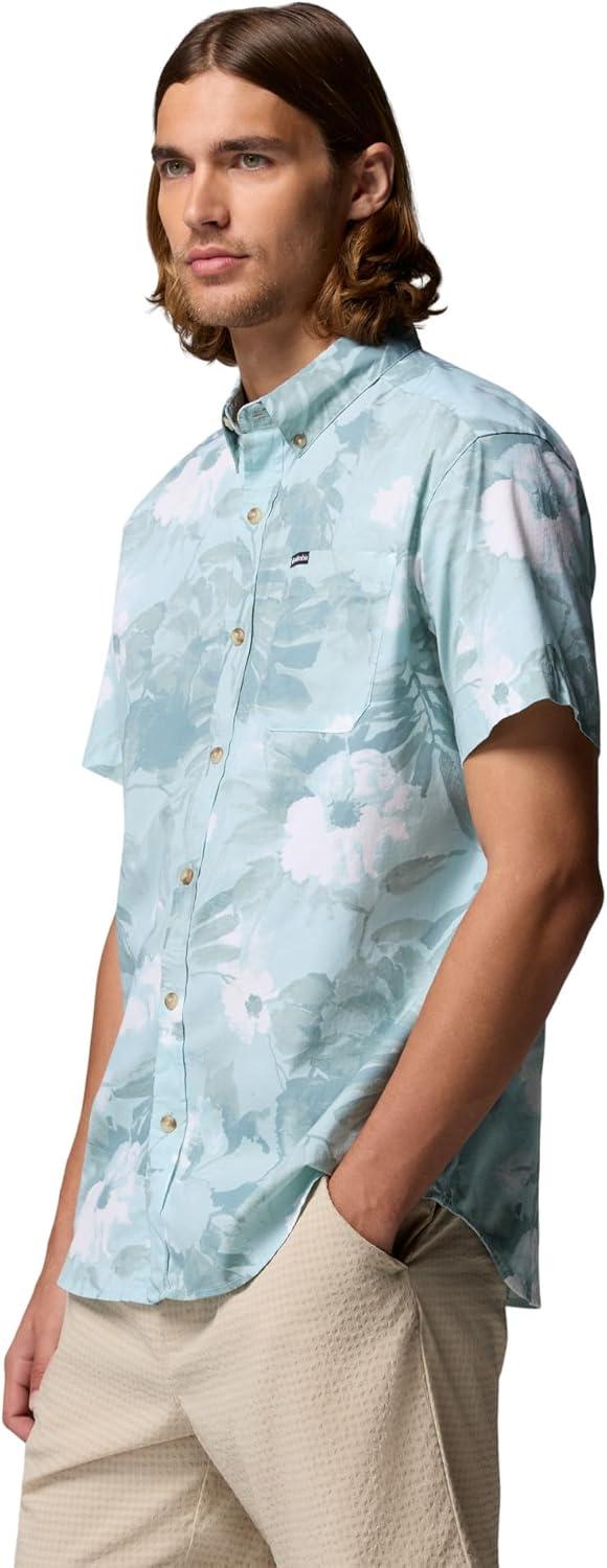 imageColumbia Mens Rapid Rivers Printed Short Sleeve Shirt Comfort StretchCrushed BlueFlowerblur